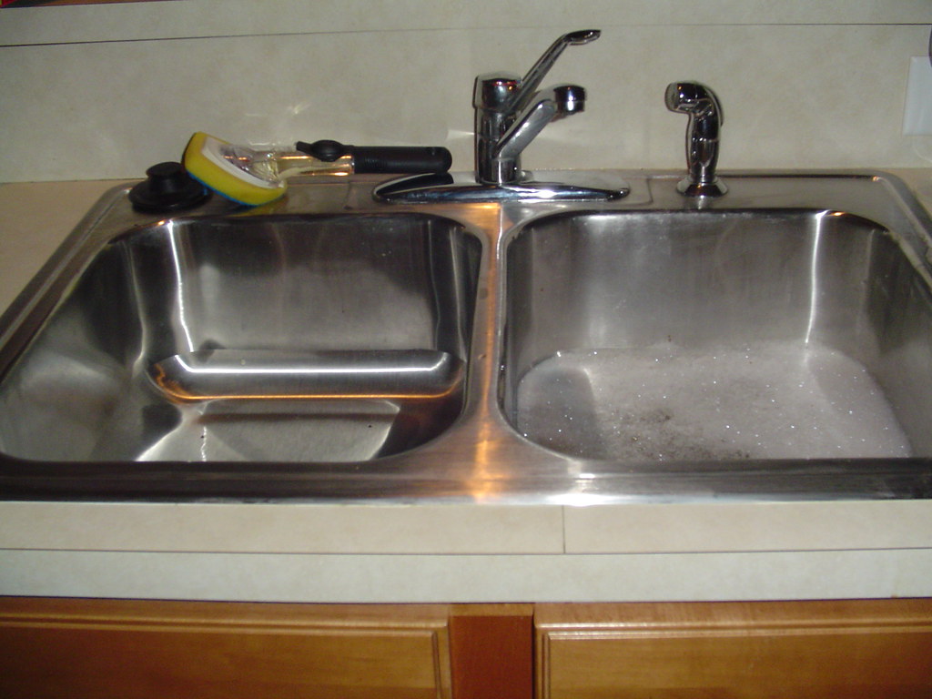 Clean polished stainless sink